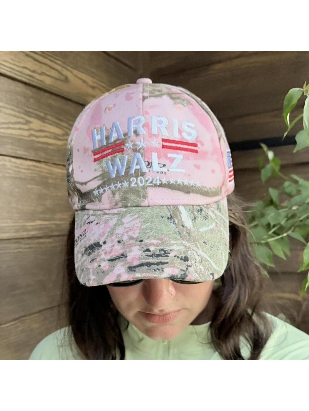 Pink Camo Hat Harris Walz 2024 Official Campaign